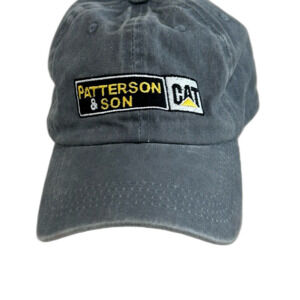 Patterson & Son CAT Cap Hat Adjustable Color Gray Embroidered Logo Distressed